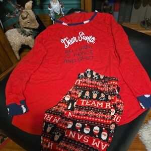 Red Kids Pajamas with Santa Print